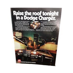 1977 Dodge Charger with T Bar Roof Original Print ad 70s